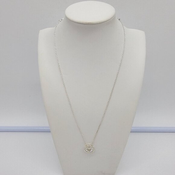 NEW IN BOX 2013 Avon Rhinestone Heart Pendant in Pouch Silver Tone 17-20in‎ NEW - Picture 2 of 6